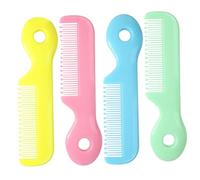 CONGARTENO 4pcs Baby Grooming Comb Set Toddler Combs round Teeth Abs Material Assorted Colours Easy to Carry Knot Remover for Baby Shower and Newborn Hair Care