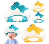 CONGARTENO 4pcs Baby Shower Caps for Kids Adjustable Waterproof Hair Washing Shields Shampoo Guard, Yellow and Blue Bathing Hats Suitable for Boys and Girls