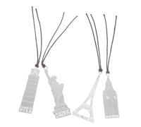 CONGARTENO 4pcs Creative Metal Bookmarks Delicate Hollow Stainless Steel Architectural Designs Lightweight Page Holders for Readers Students Book Accessories
