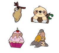 CONGARTENO 4pcs Creative Sloth Alloy Brooch Cute Drip Oil Animal Pins Stylish Clothes Badges for Dresses Bags Hats Scarves Gift