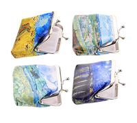 CONGARTENO 4pcs Cute Mini Purse Portable Oil Painting Change Bag for Women Boys and Girls Teens for Keys Lipstick Small Essentials Fun and Stylish