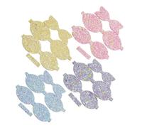 CONGARTENO 4pcs Glitter Hair Bow Accessories for Boys and Girls Luminous Sequin Faux Leather Sheets in Rose Red Blue Purple Yellow Hair Clip Diy Supplies for Children's Decoration