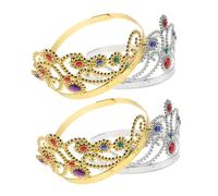 CONGARTENO 4pcs Halloween Cosplay Crown Headpiece Lightweight Regal Hair Bands for Adults and Princess and Prince Party Accessories