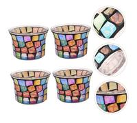 CONGARTENO 4pcs Handmade Mosaic Glass Tea Light Candle Holders Decorative Patch Design Small Candle Stands for Home Decor Dining Table Accent Lightweight and Stylish