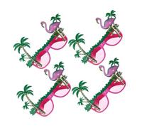 CONGARTENO 4pcs Hawaiian Flamingo Eyewear Tropical Coconut Tree Novelty Glasses Fun Party Props for Luau Beach Dress Up Adults Lightweight Comfortable Fit