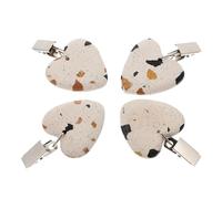 CONGARTENO 4Pcs Heart Shaped Marble Tablecloth Weights with Clips Table Cloth Pendants for Home Weddings Picnics Gatherings Easy to Use Secure Table Cloth Fixing