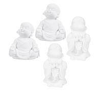 CONGARTENO 4pcs Maitreya Buddha Resin Statues Cute Laughing Buddha Figurines Sandstone Zen Decor for Home Car Dashboard Desktop Positive Feng Shui Ornament