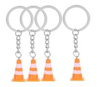 CONGARTENO 4pcs Mini Traffic Cone Keychains Cute Road Block Pendants for Handbags Backpacks Construction Accessories for Everyday Use Unique Eyecatching Design