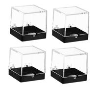 CONGARTENO 4pcs Miniature Display Case for Mineral Specimens Clear Sturdy Plastic Sample Display Boxes with Spacious Interior for Rock Jewelry Coin Collection and Storage