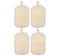 CONGARTENO 4pcs Natural Loofah Body Scrubber Rectangular Exfoliating Pads for Shower and Bath Gentle Back Scrubbing Towel with Hanging Ring Safe for Face and Skin Eco-Friendly Deep Cleansing