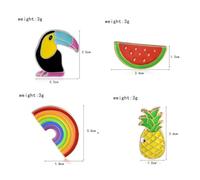 CONGARTENO 4PCS Rainbow Pineapple Toucan Brooch Pin Set for Ladies, Creative Colorful Cartoon Fruit Breastpin Badge, Clothing Decor for Party and Daily Wear