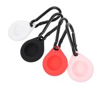 CONGARTENO 4pcs Silicone Protective Case with Keychain for Anti-lost Soft Cover Shell in Black White Red Pink Scratch-resistant Tracker Holder