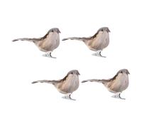 CONGARTENO 4pcs Simulation Sparrow Bird Ornaments for Outdoor Garden Decoration with Foams and Iron Clips, for Park and Garden Scenery Accents