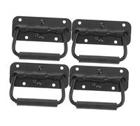 CONGARTENO 4pcs Spring Loaded Flush Mounted Handle Stainless Steel Ergonomic Pull Handles for Cabinets Toolboxes Boats Heavy Duty Replacement with Four Installation Black