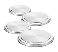 CONGARTENO 4pcs Stainless Steel Stove Top Burner Covers Round Protector for Electric Cookers Kitchen Cookware Gas Stove Guard with Large and Small Silver