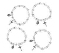 CONGARTENO 4pcs Stylish Christian Crystal Bracelet Cross Pendant Fashion Jewelry for Women for Baptism Communion and Daily Wear Unique Religious