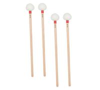 CONGARTENO 4pcs Timpani Drumsticks with White Felt Heads Wooden Handles Enhanced Stability Balanced Striking for Snare Bass Drum Percussion Mallets Professional Musician Use