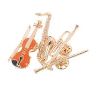 CONGARTENO 4pcs Vintage Music Brooch Saxophone Guitar Trumpet Pins Creative Retro Instrument Badges Lightweight Enamel Pin Accessories for Musicians Music Festivals Party Favors