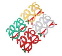 CONGARTENO 4pcs Years Eye Glasses Colorful Party Favors Silver Red Green Gold Lightweight Happy Year Eve Glasses Funny Photo Booth Props for Countdown Celebrations