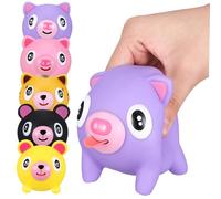 CONGARTENO 5 Pcs Cartoon Animal Squeeze Colorful Tongue Sticking Pig and Tiger Stress Relief Compact Stretchy Decompression for Adults