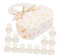 CONGARTENO 50pcs White Handbag Candy Boxes Large Bow, Creative Gold Foil Party Favor Bags for Wedding, Holiday Treat Packaging, Mini Purse Style Goody Boxes