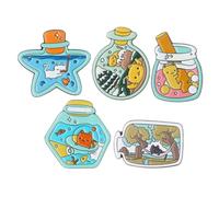 CONGARTENO 5pcs Cat Brooch Pins for Women Alloy Decorative Lapel Pins with Drift Bottle and Cute Cat Patterns Vintage Style Accessories for Weddings Parties and Everyday Wear
