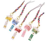 CONGARTENO 5pcs Ceramic Fortune Cat Pendants Lucky Auspicious Cat Charms Phone Decoration DIY Accessories Random Colors Cute Smiling for Keychains and Smartphone Charm Random Color