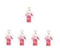CONGARTENO 5pcs Japanese Keychain Adorable Omamori Charm for Bags Keys Backpack Ornament for Cat Cute Kawaii Pendant Accessory
