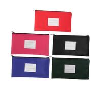 CONGARTENO 5pcs PU Leather Receipt and Document Organizer with Label Window Bank Deposit Pouch for Travel and Office Multi Functional Storage Bags for Bills Cards and Stationery in Black Blue