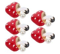 CONGARTENO 5pcs Red Mushroom Car Air Vent Clips Set Alloy Cute Car Air Conditioner Vent Accessories DIY Auto Freshener Charms for Interior Decoration
