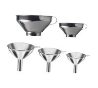CONGARTENO 5Pcs Stainless Steel Mini Funnels for Jam and Liquid Dispensing Compact Wide Mouth Multi-function Funnels for Small Jars Easy Transfer of Oils Pepper Powder and Vinegar