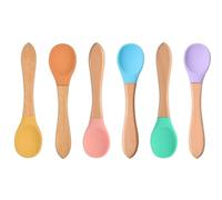 CONGARTENO 6 Pcs Wear-Resistant Silicone Feeding Spoons for Boy Girl Heat Resistant Simple Soup and Rice Spoons with Long Handles for Easy Self-Feeding and Sterilization