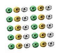 CONGARTENO 60pcs Mini Metal Jingle Bells for Pet Collars DIY Christmas Decorations Vintage Style Pendants in Silver Gold Green for Cat Dog Accessories and Festive Craft Projects