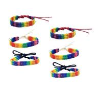 CONGARTENO 6pcs Adjustable Woven Rainbow Bracelets Unisex Braided Cotton Wristbands Pride Friendship Bands for Couples Lgbt Accessories Comfortable Skin-friendly