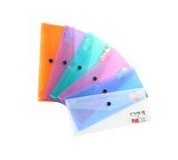CONGARTENO 6pcs Archives Information Bag Documents School File Envelopes Clear Storage Organiser Reinforced Colored Folders Organizer Snap File Folder Plastic Envelope Holder Random Color