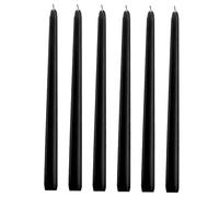 CONGARTENO 6Pcs Black Taper Candles Unscented Paraffin Wax with Cotton Wick Smokeless Burn for Dinner Party Wedding Home Decor Long Burning Candle Pack