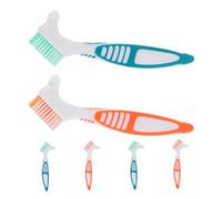 CONGARTENO 6pcs Denture Cleaning Brush with Large Ergonomic Handles Portable False Teeth Toothbrushes for Retainer and Aligner Care Comfortable Grip Tools for Home and Travel Oral Hygiene