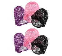 CONGARTENO 6pcs Hand-Knitted Mesh Hair Net Cap Snoods for Women, Cotton and Rayon Crochet Hair Wraps for Sleeping and, Large Cover Hairnets in Purple, Black, and Pink