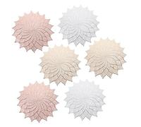 CONGARTENO 6pcs Hollowed PVC Placemats with Gold and Rose Gold Accents Heat Resistant Dining Table Decor for Kitchen Restaurant Party Stylish Nordic Cutout Design