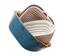 CONGARTENO 6pcs Kitchen Sink Strainer Basket Fruit Vegetable Cleaner Drain Basket Handles for Sink Pp Material Double Fruit Washing Basin