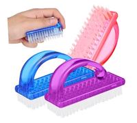 CONGARTENO 6pcs Large Handle Nail Brush Set, Plastic Fingernail Cleaning Scrubber, Nail Dust Remover for Manicure and Hand Care, Suitable for Professional and Home Use, Colorful Mix