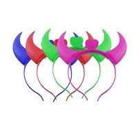 CONGARTENO 6pcs Luminous Ox Horn Hairwear Glowing Devil Horn Headband for Parties Cosplay Halloween Random Color Accessory for Memorable Moments Random Color