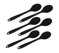 CONGARTENO 6pcs Multifunctional Sauce Spoons Silicone Serving Utensils Silicone Serving Spoons for Soup Black