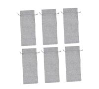 CONGARTENO 6pcs Reusable Grey Burlap Wine Bottle Bags Drawstring Linen Wine Wrap Pouches for Parties and Festive Occasions