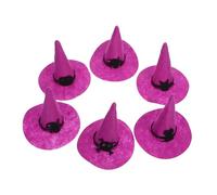 CONGARTENO 6pcs Small Felt Witch Hats for Halloween DIY Crafts and Party Decorations Soft Comfortable Wizard Caps with Classic Spooky Elements for Group Fun and Home Festive Atmosphere