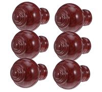 CONGARTENO 6pcs Wood Grain Curtain Rod Finials Decorative End Caps with Smooth Edges Easy Installation Without Tools Replacement Drapery Rail Pole Head Caps for Window Drapery Poles