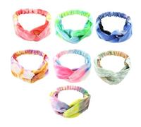 CONGARTENO 7Pcs Tie-dye Stretchy Headbands for Soft Elastic Birthday Headband Little Hair Bands Comfortable Moisture-absorbing Hair Accessories