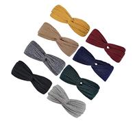 CONGARTENO 8 pcs Stretchy Twisted Turban Headband for Women Comfortable and Breathable Sports Yoga and Workout Hair Accessories Versatile Sweat Headbands Khaki Light Dark Gray Black Dark