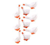 CONGARTENO 9pcs Miniature Resin White Goose Figurines Set, Cute Desktop Animal Sculptures for Dollhouse, Landscape and Farm Decor, Small Goose Statues Collection for Home Decoration