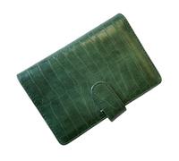 CONGARTENO A6 Binder Notebook with Texture Cover, Refillable 6-ring Loose Leaf Journal Binder, Small Budget Planner Notepad for Office and Travel, Green Textured Organizer